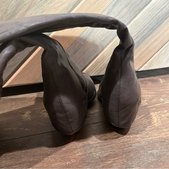 Fergalicious by Fergie Ryder Gray Brown Contrast Stitch Zipper Overlay Knee High - Picture 3 of 7